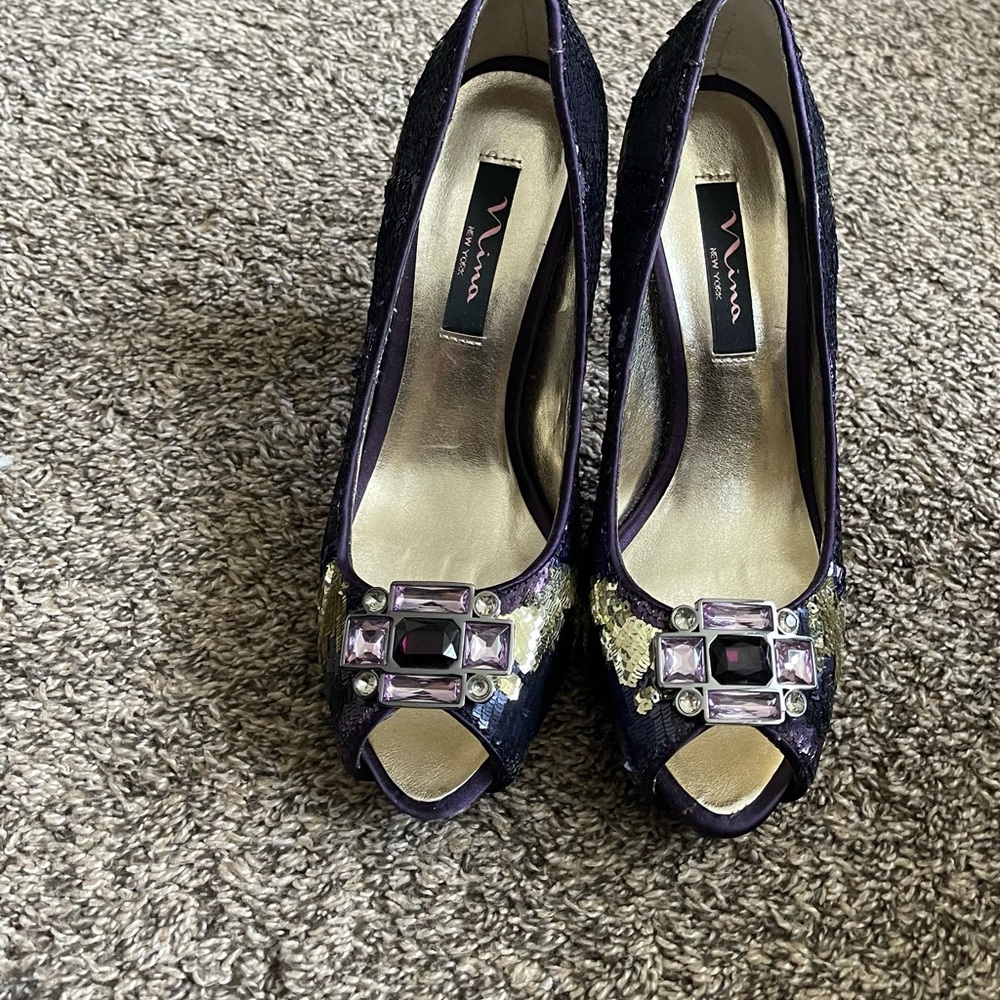 Purple and Gold Sequin Heel
